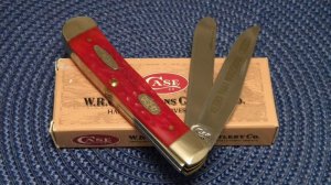 Case XX USA 4 Dot (1996) Dark Red Bone 6254 SS Dual Shield Transition Trapper Knife - NIB