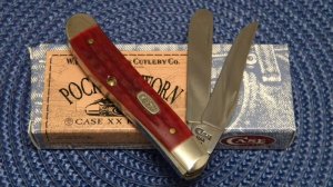 Case XX USA 4 Dot (1996) Pocket Worn Red Bone 6207 SS Mini Trapper Knife - NIB