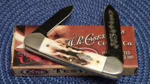 Case XX USA 2010 Vintage Stag V52131 SS Canoe Knife with Blued Blades - NIB