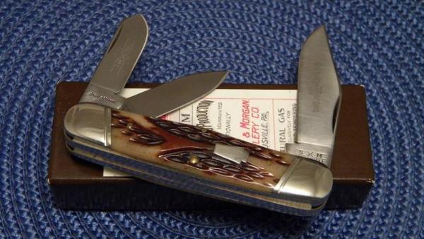Schatt & Morgan Titusville PA. 2010 Bone 043163 3 Backspring Whittler Knife - NIB Schatt & Morgan Titusville PA. 2010 Bone 043163 3 Backspring Whittler Knife - NIB