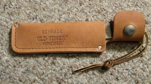 Schrade USA HS-1 Old Timer Honesteel Knife Sharpener with Leather Sheath