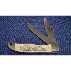 Schrade USA SC508 Scrimshaw Folding Hunter Knife & Pouch c. 1981 - NIB Schrade USA SC508 Scrimshaw Folding Hunter Knife & Pouch c. 1981 - NIB
