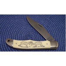 Schrade USA SC500 Scrimshaw Linerlock Folding Hunter Knife & Pouch c. 1981 - NIB Schrade USA SC500 Scrimshaw Linerlock Folding Hunter Knife & Pouch c. 1981 - NIB