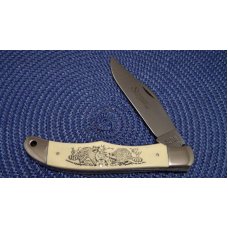 Schrade USA SC500 Scrimshaw Linerlock Folding Hunter Knife & Pouch c. 1983 - NIB Schrade USA SC500 Scrimshaw Linerlock Folding Hunter Knife & Pouch c. 1983 - NIB