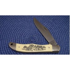 Schrade USA SC500 Scrimshaw Linerlock Folding Hunter Knife & Pouch c. 1984 - NIB Schrade USA SC500 Scrimshaw Linerlock Folding Hunter Knife & Pouch c. 1984 - NIB