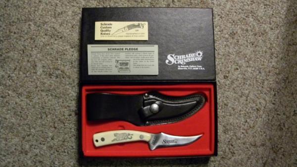 Schrade USA SC502 Scrimshaw Sharpfinger Fixed Blade Sheath Knife c. 1982 - NIB