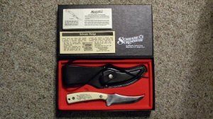 Schrade USA SC502 Scrimshaw Sharpfinger Fixed Blade Sheath Knife c. 1980 - NIB
