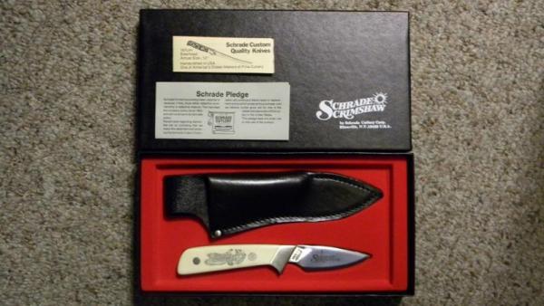 Schrade USA SC509 Scrimshaw Little Finger Fixed Blade Sheath Knife c. 1983 - NIB Schrade USA SC509 Scrimshaw Little Finger Fixed Blade Sheath Knife c. 1983 - NIB