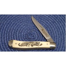 Schrade USA SC503 Scrimshaw Linerlock Slimline Trapper Knife c. 1985 - NIB Schrade USA SC503 Scrimshaw Linerlock Slimline Trapper Knife c. 1985 - NIB