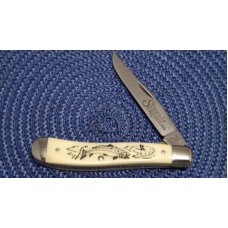 Schrade USA SC503 Scrimshaw Linerlock Slimline Trapper Knife c. 1984 - NIB Schrade USA SC503 Scrimshaw Linerlock Slimline Trapper Knife c. 1984 - NIB