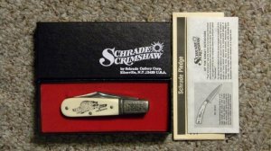 Schrade USA SC506 Scrimshaw Barlow Knife c. 1979 - NIB