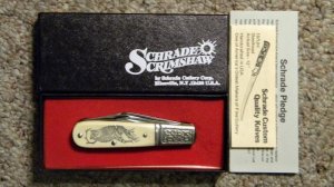 Schrade USA SC506 Scrimshaw Barlow Knife c. 1983 - NIB