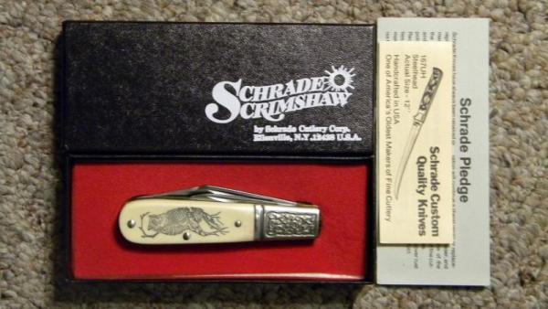 Schrade USA SC506 Scrimshaw Barlow Knife c. 1983 - NIB Schrade USA SC506 Scrimshaw Barlow Knife c. 1983 - NIB