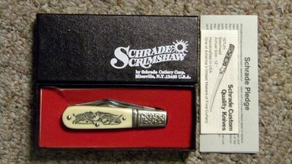 Schrade USA SC506 Scrimshaw Barlow Knife c. 1984 - NIB