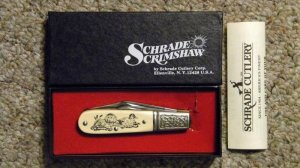 Schrade USA SC506 Scrimshaw Barlow Knife c. 1986 - NIB
