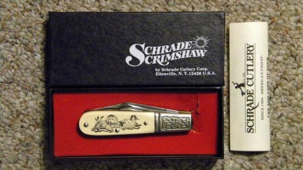Schrade USA SC506 Scrimshaw Barlow Knife c. 1986 - NIB Schrade USA SC506 Scrimshaw Barlow Knife c. 1986 - NIB