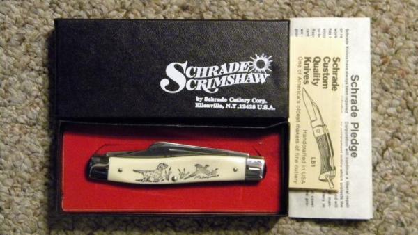 Schrade USA SC505 Scrimshaw Stockman Knife c. 1981 - NIB Schrade USA SC505 Scrimshaw Stockman Knife c. 1981 - NIB