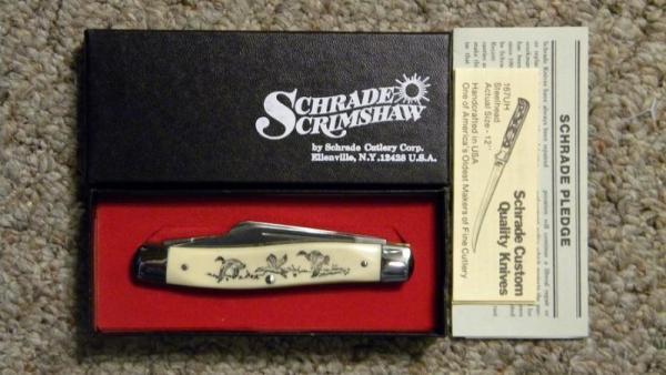 Schrade USA SC505 Scrimshaw Stockman Knife c. 1982 - NIB Schrade USA SC505 Scrimshaw Stockman Knife c. 1982 - NIB
