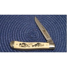 Schrade USA SC503 Scrimshaw Linerlock Slimline Trapper Knife c. 1988 - NIB Schrade USA SC503 Scrimshaw Linerlock Slimline Trapper Knife c. 1988 - NIB