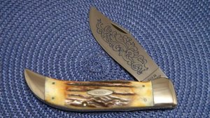 Case XX Hand Made USA 3 Dot (1977) Stag 5172 SSP Blue Scroll Clasp Knife
