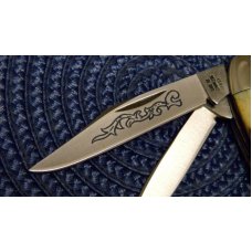 Case XX Stainless USA 3 Dot (1977) Stag 52087 SSP Blue Scroll Stockman Knife Case XX Stainless USA 3 Dot (1977) Stag 52087 SSP Blue Scroll Stockman Knife