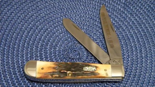 Case XX USA 1 Dot (1999) Pearl Premier Stag 5254 SS Trapper Knife - 1 of 100 - Pearl Shield Case XX USA 1 Dot (1999) Pearl Premier Stag 5254 SS Trapper Knife - 1 of 100 - Pearl Shield