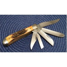 Case XX USA 4 Dot (1996) Stag 5507 SS 5 Blade Mini Trapper Knife Case XX USA 4 Dot (1996) Stag 5507 SS 5 Blade Mini Trapper Knife