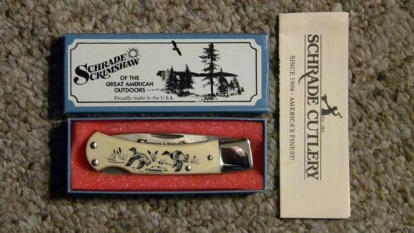 Schrade USA SC513 Scrimshaw Little Lockback Knife c. 1987 - NIB