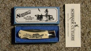 Schrade USA SC513 Scrimshaw Little Lockback Knife c. 1988 - NIB