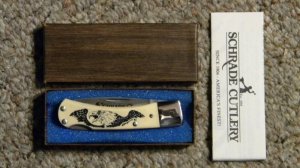 Schrade USA SC513 Scrimshaw Little Lockback Knife c. 1989 - NIB
