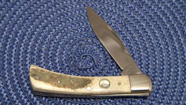 Custom Stag Slip Joint Folding 1 Blade Knife by A.M. Mayhall - C. 1960's