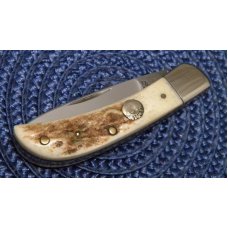 Custom Stag Slip Joint Folding 1 Blade Knife by A.M. Mayhall - C. 1960's Custom Stag Slip Joint Folding 1 Blade Knife by A.M. Mayhall - C. 1960's
