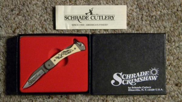 Schrade + USA 511-SC Scrimshaw Lockback Knife c. 1986 - NIB Schrade + USA 511-SC Scrimshaw Lockback Knife c. 1986 - NIB