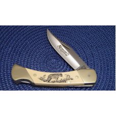 Schrade + USA SC507 Scrimshaw Lockback Knife & Pouch c. 1988 - NIB Schrade + USA SC507 Scrimshaw Lockback Knife & Pouch c. 1988 - NIB