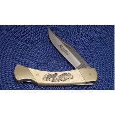 Schrade + USA SC507 Scrimshaw Lockback Knife & Pouch c. 1987 - NIB Schrade + USA SC507 Scrimshaw Lockback Knife & Pouch c. 1987 - NIB