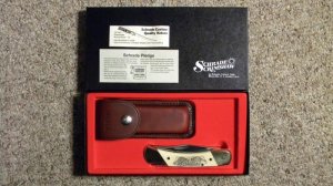 Schrade + USA SC507 Scrimshaw Lockback Knife & Pouch c. 1984 - NIB