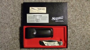 Schrade + USA SC507 Scrimshaw Lockback Knife & Pouch c. 1983 - NIB