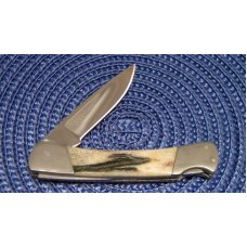 Buck Custom USA 503CC Stag Prince Lockback Knife 1999 Damascus Bolsters Gold Etch Club Knife - NIB Buck Custom USA 503CC Stag Prince Lockback Knife 1999 Damascus Bolsters Gold Etch Club Knife - NIB