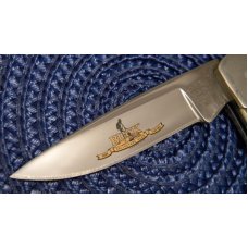 Buck Custom USA 503CC Stag Prince Lockback Knife 1999 Damascus Bolsters Gold Etch Club Knife - NIB Buck Custom USA 503CC Stag Prince Lockback Knife 1999 Damascus Bolsters Gold Etch Club Knife - NIB