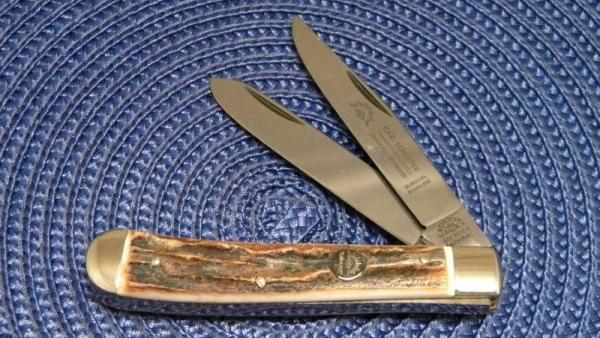 Carl Schlieper Solingen Germany 20SS-DS Stag German Eye Trapper Knife 