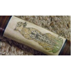 Randall #25-6 Scrimshawed Polished Stag Fixed Blade Sheath Knife Rough Back Johnson Sheath Randall #25-6 Scrimshawed Polished Stag Fixed Blade Sheath Knife Rough Back Johnson Sheath