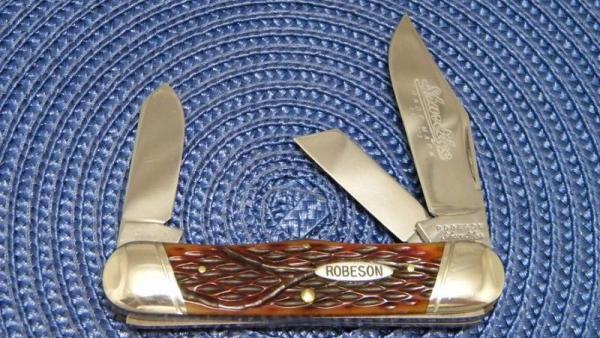 Robeson Shuredge USA (by Queen Cut. Co.) Bone Rail Splitter Stockman Knife Robeson Shuredge USA (by Queen Cut. Co.) Bone Rail Splitter Stockman Knife