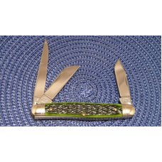 Robeson Shuredge USA (by Queen Cut. Co.) Green Bone Mastercraft Stockman Knife