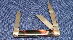 Hen & Rooster Bertram Cutlery Solingen Germany Black Lava Corelon 173BKL Stockman Knife
