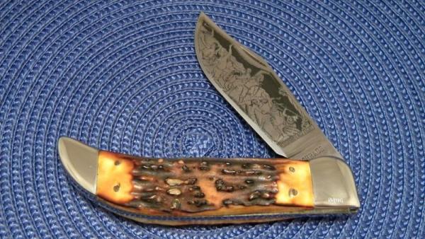 Schrade USA Stag Clasp Knife ”Custer’s Last Fight” c.1977 Schrade USA Stag Clasp Knife ”Custer’s Last Fight” c.1977