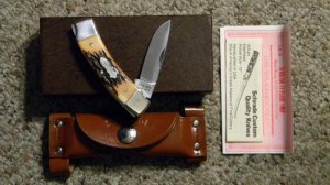 Scarce Schrade + USA LB-4 I.V.L.B. Uncle Henry Staglon Lockback Knife and Pouch - NIB