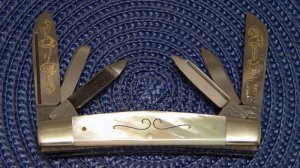 Fight'n Rooster Frank Buster Celebrated Cutlery Germany Pearl 6 Blade Congress Knife 