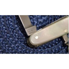 E Bruckmann Solingen Germany Pearl Fob Corkscrew Knife - C. 1891-1956 E Bruckmann Solingen Germany Pearl Fob Corkscrew Knife - C. 1891-1956