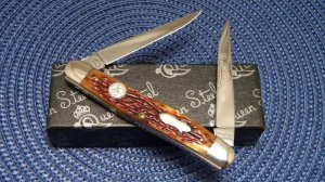 Queen Cut Co 1972-2002 30th Anniversary NKCA Club Knife Bone Muskrat Knife - NIB