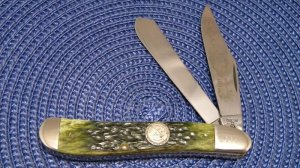 Case XX SS USA 5 Dot (1985) NKCA Club Knife Green Bone G6240 SPSS Dogleg Trapper